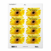Gele Gerber Daisy Close Foto Etiket (Full Sheet)
