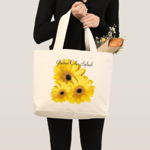 Gele Gerber Daisy Close Foto Grote Tote Bag