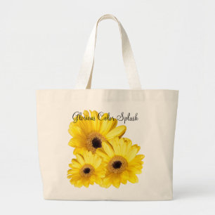 Gele Gerber Daisy Close Foto Grote Tote Bag