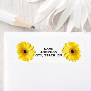 Gele Gerber Daisy Close Up Photograph Etiket