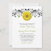 Gele Gerber Daisy Floral Wedding Uitnodiging (Voorkant)