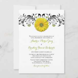 Gele Gerber Daisy Floral Wedding Uitnodiging