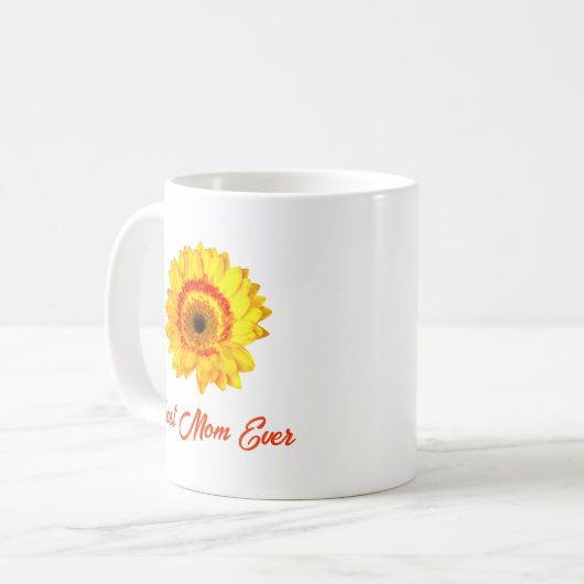 Gele Gerber Daisy Gepersonaliseerd Beste Mam ooit Koffiemok (Voorkant links)
