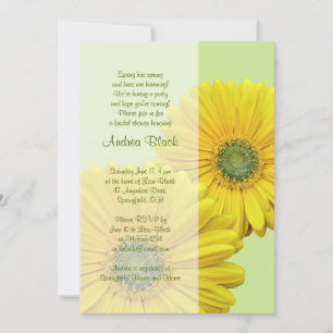 Gele Gerber Daisy Green Bridal Shower Uitnodiging