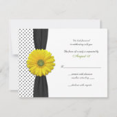 Gele Gerber Daisy Polka Dot Reply Kaart (Voorkant)