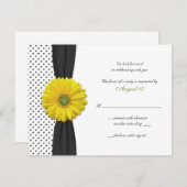 Gele Gerber Daisy Polka Dot Reply Kaart (Voorkant / Achterkant)