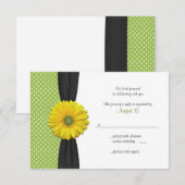 Gele Gerber Daisy Polka Dot Reply Kaart (Voorkant / Achterkant)