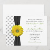 Gele Gerber Daisy Polka Dot Wedding Uitnodiging (Voorkant / Achterkant)