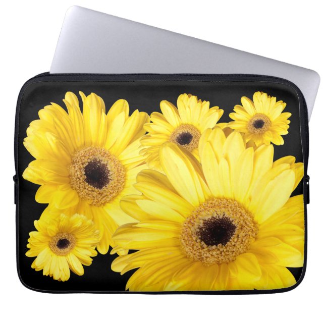 Gele Gerber Daisy sluit foto's op Laptop Sleeve (Voorkant)