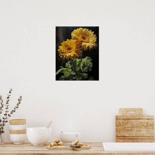 Gele Gerbera Daisy Art Print Poster (Keuken)