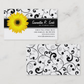 Gele Gerbera Daisy Black & White Scroll Visitekaartje (Voorkant / Achterkant)