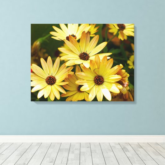 Gele Gerbera Daisy Bloemen Canvas Art (Insitu (Houten vloer))