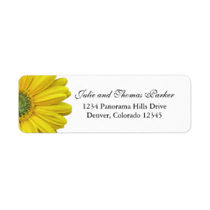 Gele Gerbera Daisy Bruiloft Retouradres Labels