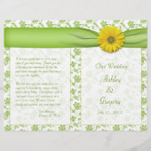 Gele Gerbera Daisy Green Floral Wedding Programme (Voorkant)