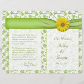 Gele Gerbera Daisy Green Floral Wedding Programme (Voorkant / Achterkant)