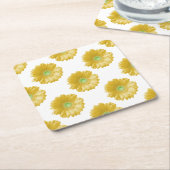 Gele gerbera daisy kartonnen onderzetters (Schuin)
