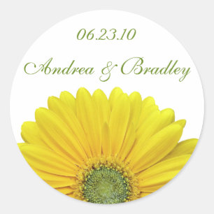 Gele Gerbera Daisy Monogram Sticker