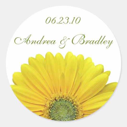  Gele Gerbera Daisy Monogram Sticker (Voorkant)