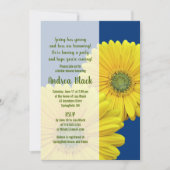Gele Gerbera Daisy Navy Bridal Shower Invitation Kaart (Voorkant)