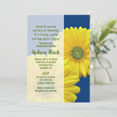 Gele Gerbera Daisy Navy Bridal Shower Invitation Kaart (Staand voorkant)