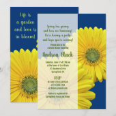 Gele Gerbera Daisy Navy Bridal Shower Invitation Kaart (Voorkant / Achterkant)