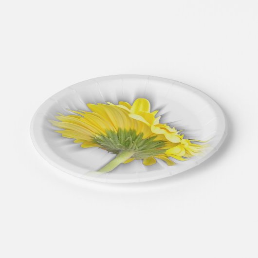 gele gerbera daisy papieren bordje (Gekanteld)