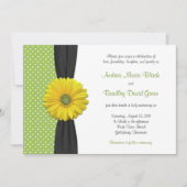 Gele Gerbera Daisy Polka Dot Wedding Uitnodiging (Voorkant)