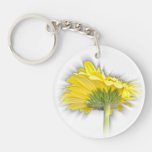 gele gerbera daisy sleutelhanger (Voorkant)