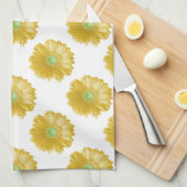 Gele gerbera daisy theedoek (Quarter Fold)