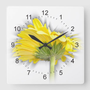 gele gerbera daisy vierkante klok