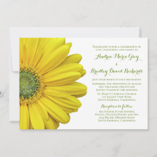 Gele Gerbera Daisy Wedding Invitation Kaart