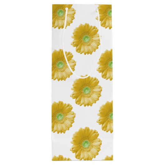 Gele gerbera daisy wijn cadeautas (Achterkant)