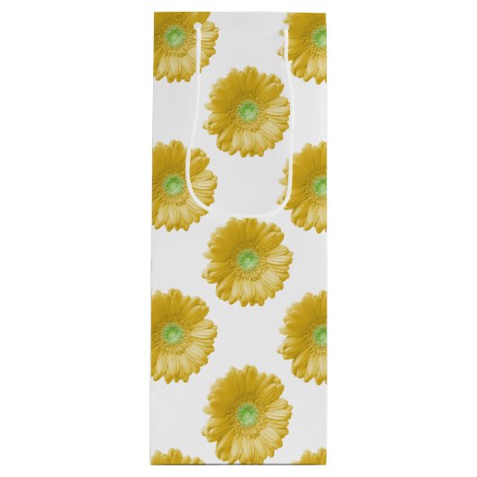 Gele gerbera daisy wijn cadeautas (Voorkant)