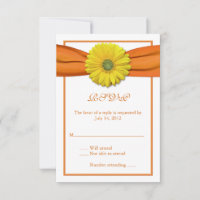 Gele Gerbera met Oranje lint Beantwoorden Kaart 2