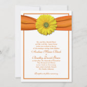 Gele Gerbera met Oranje lintuitnodiging Kaart (Voorkant)