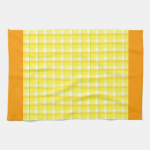 Gele geruite en oranje rand keukenhanddoek (Horizontaal)