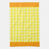 Gele geruite en oranje rand keukenhanddoek (Verticaal)