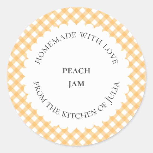 Gele geruite etiketten voor voedingsmiddelen in po (Voorkant)