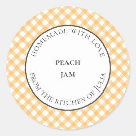 Gele geruite etiketten voor voedselpots voor zelfg