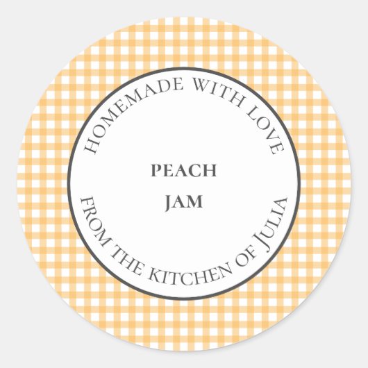 Gele geruite etiketten voor voedselpots voor zelfg (Voorkant)