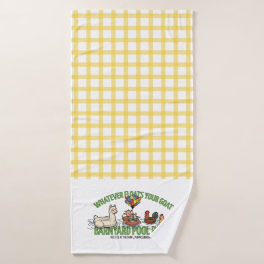 Gele geruite Whatever Floats Your Goat Handdoek (Badhanddoek)