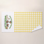 Gele geruite Whatever Floats Your Goat Handdoek (Badhanddoek)