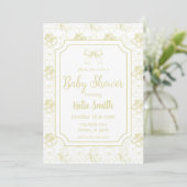 Gele geslachtsneutrale babyshower uitnodiging (Staand voorkant)