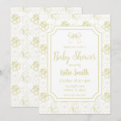 Gele geslachtsneutrale babyshower uitnodiging (Voorkant / Achterkant)