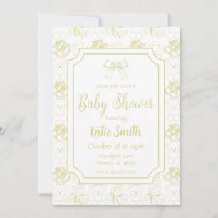 Gele geslachtsneutrale babyshower uitnodiging