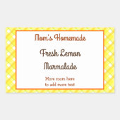 Gele gespeelde cheques bewerkbare retrant rechthoekige sticker (Voorkant)