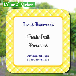 Gele gespeelde cheques bewerkbare retrant vierkante sticker