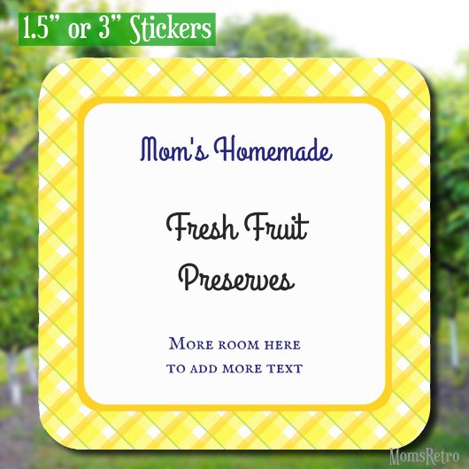 Gele gespeelde cheques bewerkbare retrant vierkante sticker