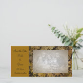 Gele Gestorven bladeren Sla de datum-fotokaart op Save The Date (Staand voorkant)