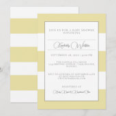 Gele Gestreepte Baby shower Uitnodiging (Voorkant / Achterkant)